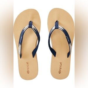 RIP CURL - NWT - Blue and Tan Sandals Flip Flops